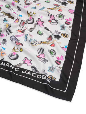 Sticker Print Scarf - White Multi - Leonard