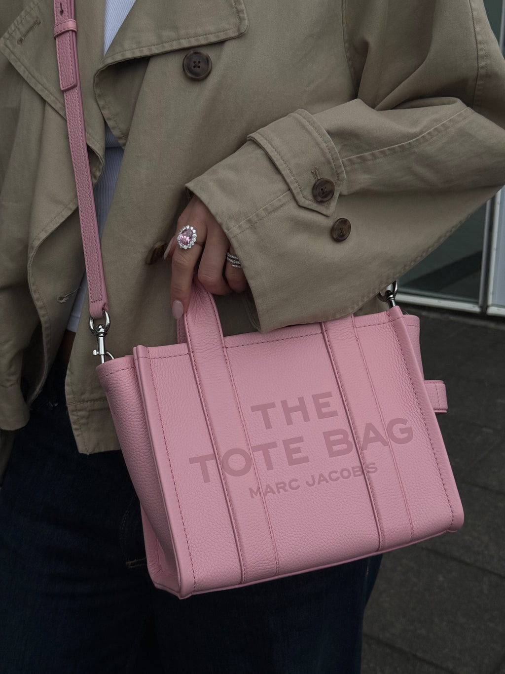 The Leather Small Tote - Ribbon Pink