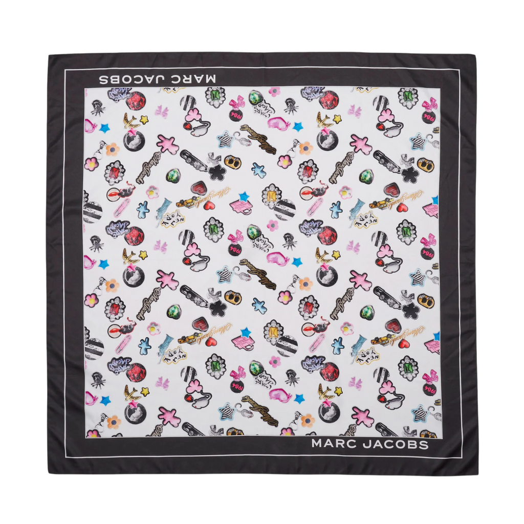 Sticker Print Scarf - White Multi