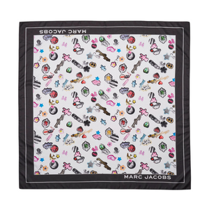 Sticker Print Scarf - White Multi - Leonard