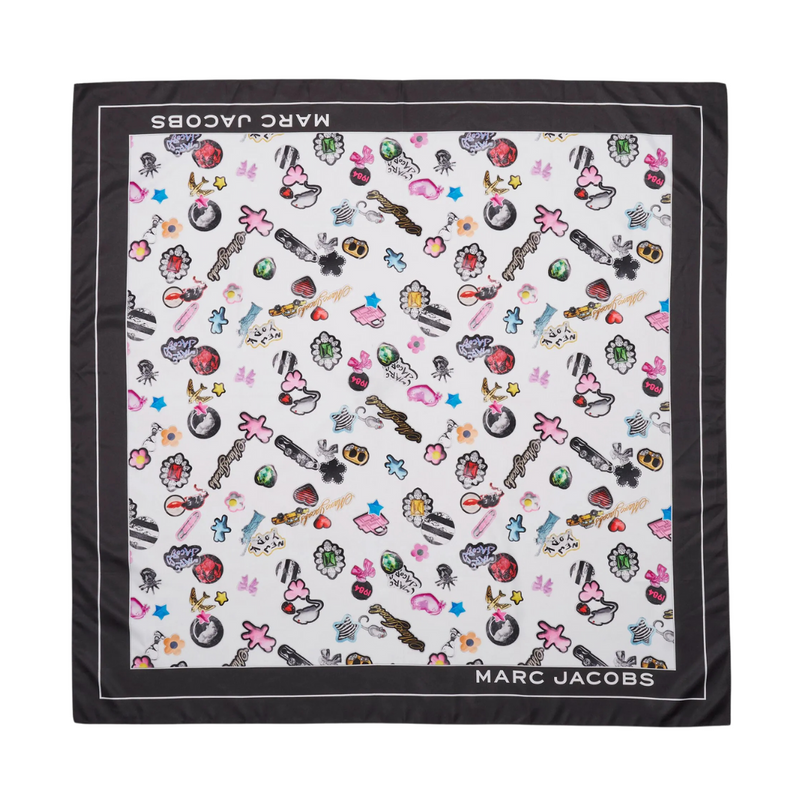 Sticker Print Scarf - White Multi - Leonard